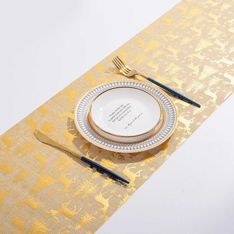 Wholesale Christmas Fine Linen Printed Foil Tablecloths
